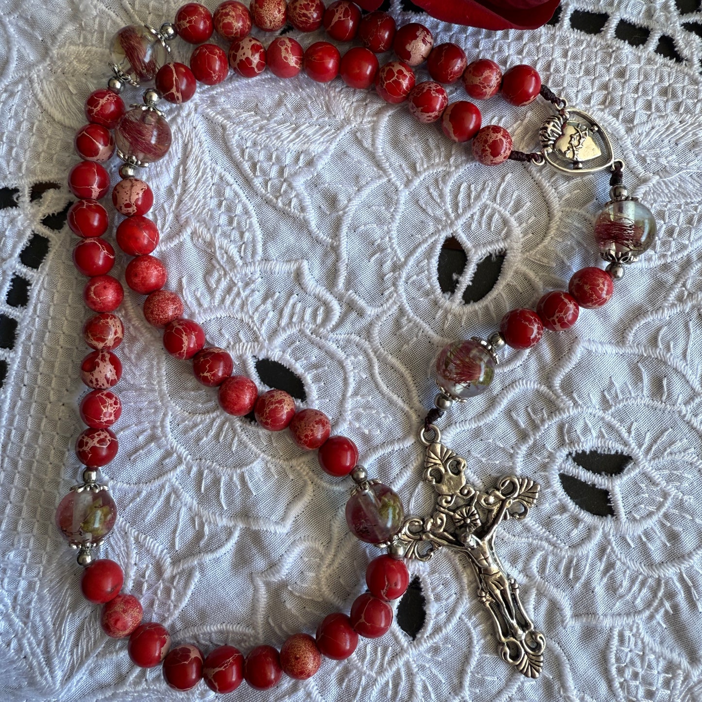 Rosary inspired by The Sacred Heart of Jesus (red) - Australian Flower Series