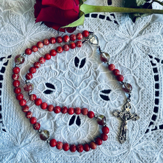 Rosary inspired by The Sacred Heart of Jesus (red) - Australian Flower Series