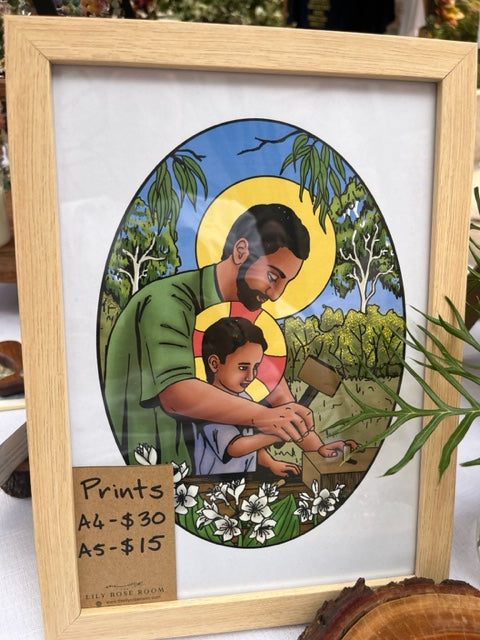 St Joseph Icon A4 Print