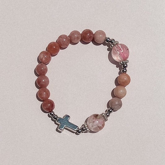 Australian Flower Series Rosary Bracelet - Inspired by Mother Mary (pink)
