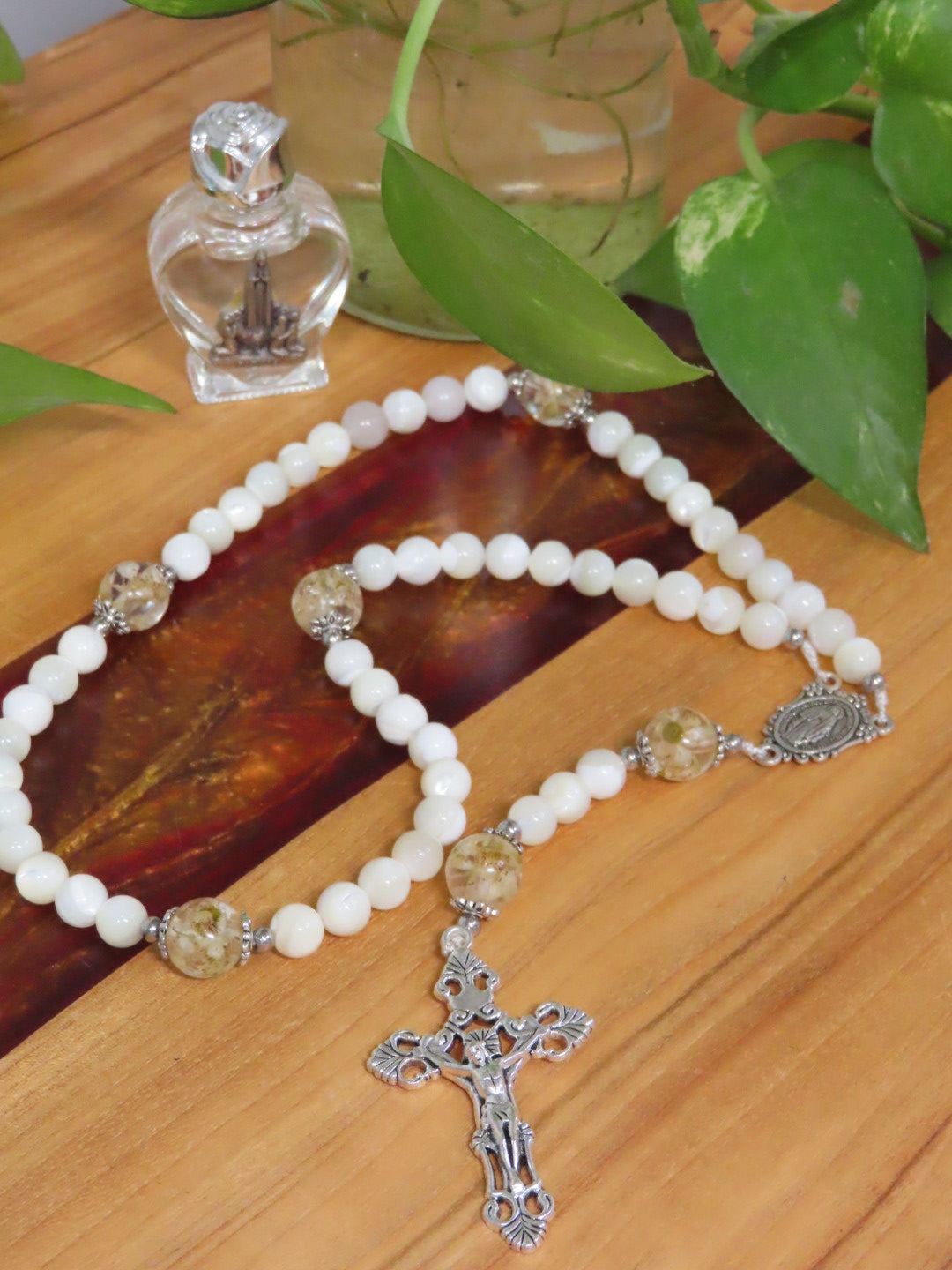 Mother of Pearl Rosary - Australian Flower Series