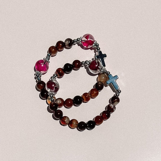 Australian Flower Series Rosary Bracelet - Inspired by St Therese of Lisieux (Coffee)